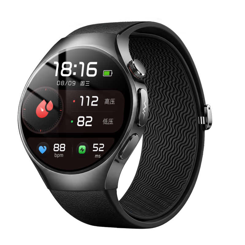 YIBOSHI Round Black Smart BP Watch